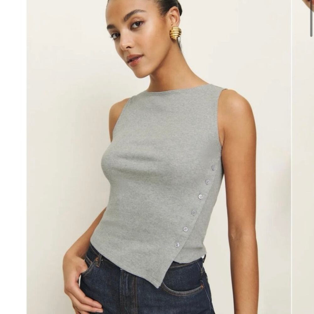 NWOT Reformation Hudson Knit Top in Heather Grey SZ L